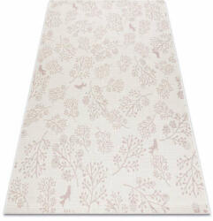My carpet company kft Fonott sizal flat szőnyeg 48774/526 Levelek Madarak krém rózsaszín 200x290 cm (B760)