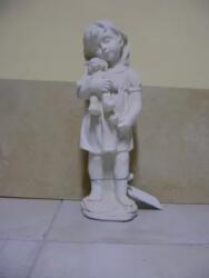 Babás kislány szobor kutyával (300040/L)