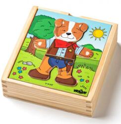 Woodyland Öltöztethető kutyus fa puzzle 18db-os - Woodyland (90016) - innotechshop