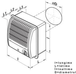 Vents Ventilator centrifugal diam 100mm timer, senzor umiditate (100CF TH)