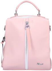 Karen Fedele rózsaszín rostbőr női hátizsák/válltáska (D-408-rozsaszin-feher)