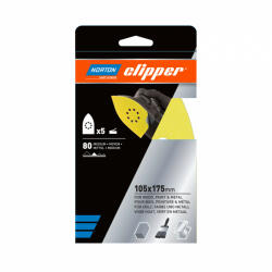 Norton Clipper Q131F delta tépőzáras csiszolólap 105x175mm P80, 5 db/csomag (CT219941)