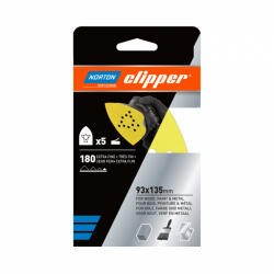 Norton Clipper Q131F delta tépőzáras csiszolólap 93x135mm P180, 5 db/csomag (CT219953)