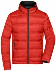 James & Nicholson (Daiber) Könnyű férfi dzseki kapucnival JN1152 - Lángvörös / fekete | 3XL (1-JN1152-1774085)