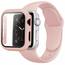 Utángyártott Apple Watch szíj, 45mm szilikon óraszíj és tok rózsaszín (OS-0372)