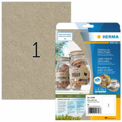  Herma No. 10758 natúr barna színű 210 x 297 mm méretű, univerzálisan nyomtatható, környezetbarát öntapadós etikett címke, permanens ragasztóval A4-es íven - kiszerelés: 20 címke / 20 ív
