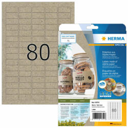 Herma No. 10751 natúr barna színű 35, 6 x 16, 9 mm méretű, univerzálisan nyomtatható, környezetbarát öntapadós etikett címke, permanens ragasztóval A4-es íven - kiszerelés: 1600 címke / 20 ív