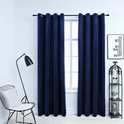 vidaXL Draperii opace & inele 2 buc. albastru închis 140x175cm catifea (134528)
