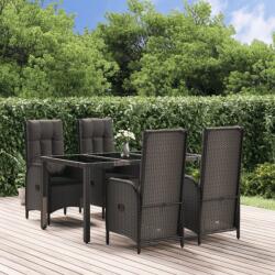 vidaXL Set mobilier de grădină cu perne, 5 piese, negru, poliratan (3185055) - vidaxl