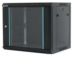 Dateup Cabinet Metalic Dateup 6U 600 x 600, montare pe perete, usa din sticla, panouri laterale detasabile si securizate, Negru (MP.6606.9001)