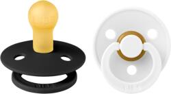 BIBS - Set 2 suzete Colour Latex, tetina rotunda, 0 luni +-Black/White