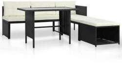 vidaXL Set mobilier de exterior, 10 piese, poliratan, negru și alb (44287)