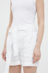 Lauren Ralph Lauren vászon rövidnadrág fehér, sima, magas derekú - fehér 42