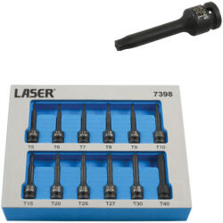 Laser Tools Légkulcsfej készlet 1/4" Torx T5-T40 - hosszú profil 12 db-os (LAS-7398)