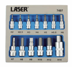 Laser Tools Rátűzőkulcs - crowa+bit készlet imbusz H2-H14 13r. - EVA tálcán (LAS-7497)
