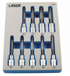 Laser Tools Rátűzőkulcs készlet 1/2" Ribe lyukas 9 db-os M5 - M14 x 110 mm (LAS-7351)
