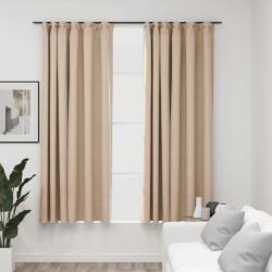 vidaXL Draperii opace aspect in, cu cârlige, 2 buc. , bej, 140x175 cm (321212)