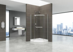 u-Design Penta ötszögletű üveg zuhanykabin tálcával, sima, 90x90x185 cm