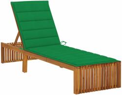vidaXL Șezlong cu pernă, lemn masiv de acacia (3064154)