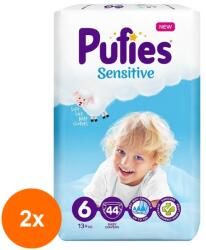 pufies Set 2 x 44 Scutece Pufies Sensitive, 6 Extra Large, Maxi Pack, 13+ kg (ROC-2xFIMPFSC138)