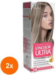 LONCOLOR Set 2 x Vopsea de Par Permanenta Loncolor Ultra 9.9 Blond Cenusiu Inchis, 100 ml