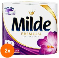 Milde Set 2 x 4 Role Hartie Igienica Milde Premium Relax Purple, 3 Straturi (ROC-2xFIMMLHI002)