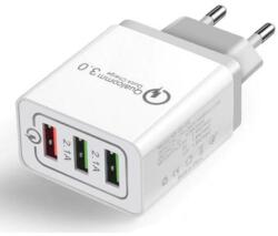 QUALCOMM XP. H73PN. 001 Qualcomm Quick Charger 3.0 USB tablet és telefon gyors töltő hálózati tápegység 220V fast charger - fehér 2db 5V 2.1A, 1db Max: 12V 1.5A (XP.H73PN.001)