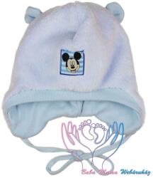  Disney Mickey wellsoft megkötős, fülvédős babasapka, pamut béléssel - Kék sima macifüles