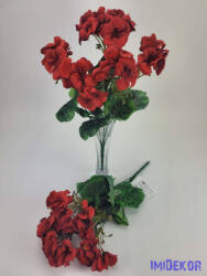 Muskátli 5 ágú selyemvirág csokor 37 cm - Piros