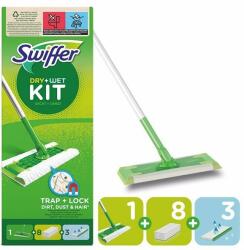 Swiffer Sweeper induló készlet padlóápoláshoz: 1 nyél, 8 darab Dry, 3 darab nedves törlőkendő