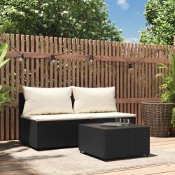 vidaXL Set mobilier de grădină cu perne, 3 piese, negru, poliratan (319739)