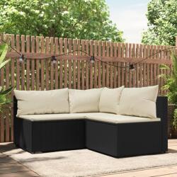 vidaXL Set mobilier de grădină cu perne, 3 piese, negru, poliratan (319732)