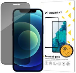Wozinsky Folie Protectie Ecran WZK Privacy AntiSpy pentru Apple iPhone 12 Pro Max, Sticla securizata, Full Face, Full Glue, Neagra (fol/ec/wzk/pr/ai1/st/fu/fu/ne) - vexio