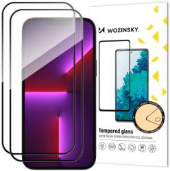 Wozinsky Folie Protectie Ecran WZK pentru Apple iPhone 14 Pro Max, Sticla securizata, Full Cover, Full Glue, set 2 buc, Neagra (fol/ec/wzk/ai1/st/fu/fu/se)