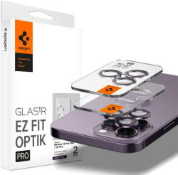 Spigen Folie Protectie Camera spate Spigen Optik pentru Apple iPhone 14 Pro / Apple iPhone 14 Pro Max, Sticla securizata, Full Glue, Set 2 buc, Deep Purple AGL05597 (AGL05597) - vexio