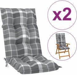 vidaXL Perne scaun spătar înalt, 2 buc. gri carouri 120x50x7 cm textil (314275)
