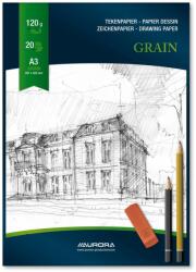 Aurora Bloc desen A3, 20 file - 120g/mp, AURORA Grain - carton alb (BL16) - vexio