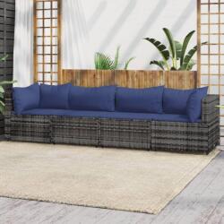 vidaXL Set mobilier de grădină cu perne, 4 piese, gri, poliratan (319848)