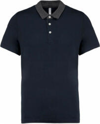 Kariban Férfi galléros póló Kariban KA260 Men'S Two-Tone Jersey polo Shirt -3XL, Navy/Dark Grey Heather
