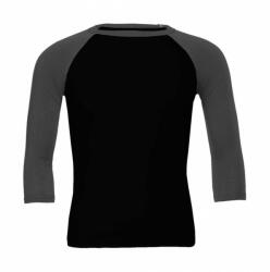Bella Canvas Uniszex 3/4-es ujjú póló Bella Canvas Unisex 3/4 Sleeve Baseball T-Shirt L, Fekete/Deep Heather