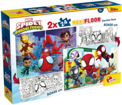 Lisciani Puzzle de colorat maxi - Paienjenelul Marvel si prietenii lui uimitori (2 x 24 de piese) PlayLearn Toys Puzzle