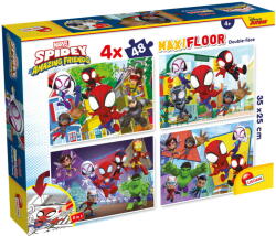 Lisciani Puzzle de colorat maxi - Paienjenelul Marvel si prietenii lui uimitori (4 x 48 de piese) PlayLearn Toys Puzzle
