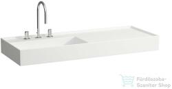 Laufen Kartell By Laufen 120x46 cm-es mosdó, jobb oldali polccal, 3 csaplyukkal, LCC bevonattal, fehér H8133324001581 (H8133324001581)