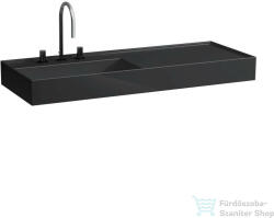 Laufen Kartell By Laufen 120x46 cm-es mosdó, jobb oldali polccal, 3 csaplyukkal, Fényes fekete H8133320201581 (H8133320201581)