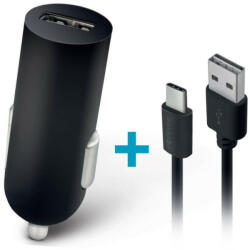  Autós töltő, Szivargyújtós töltő, 5V / 2A, 1 x USB aljzat, USB Type-C kábellel, Forever, fekete, M02 - tok-shop