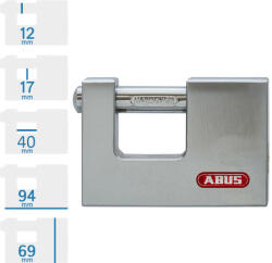 ABUS 888/95 tömb lakat 5 db pontfuratos kulcs (865114)