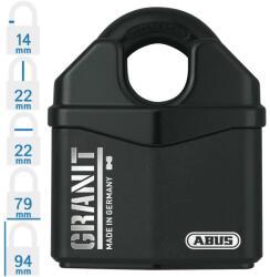 ABUS Granit 37RK/80 SZP KA egységkulcsos lakat (10079174-01)
