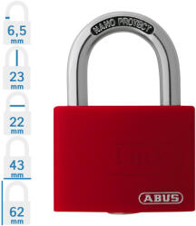 ABUS T65AL/40 KA Egységkulcsos lakat - Piros (10049940-01)