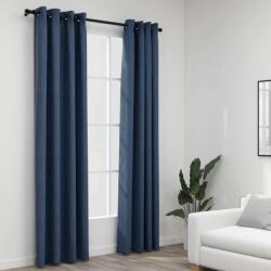 vidaXL Perdele opace aspect pânză cu ocheți 2 buc. albastru 140x225 cm (321177)