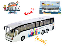 Mikro Trading - Kids Globe Traffic busz 19cm elemes fém tolatóbusz 19cm fény- és hangjelzéssel dobozban